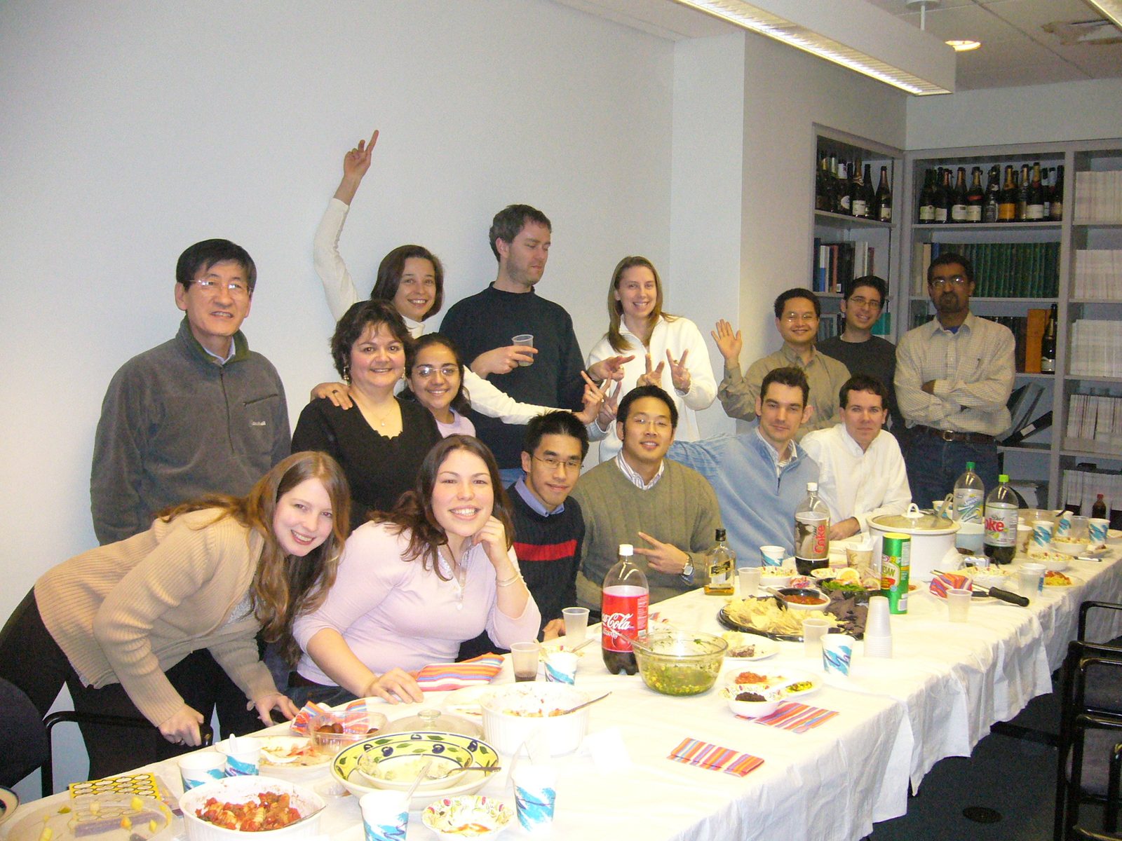 Jorgensen group around the table at a farewell lunch, 2006