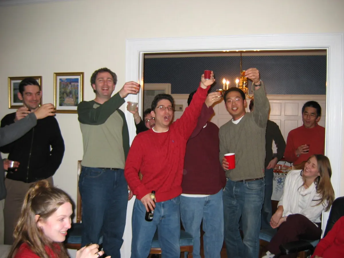 Jorgensen group at a holiday party, December 2005